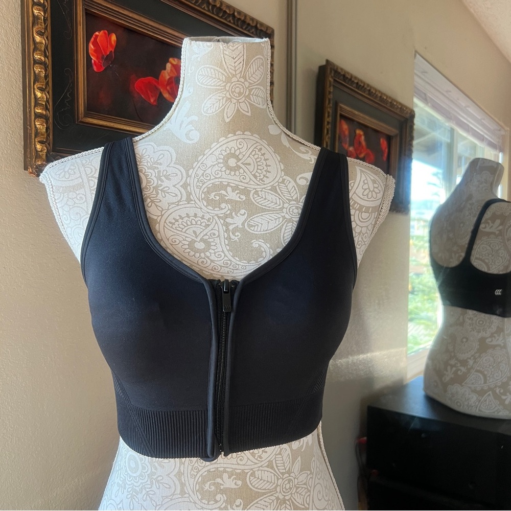 All in Motion Black Zip-Front Sports Bra